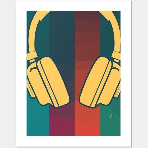 Retro Music DJ Headphones Wall Art by maxcode